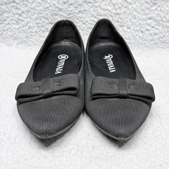 Vivaia Addriane Womens Size 7.5 Pointed Toe Bow Flats Black Knit - Picture 3 of 10